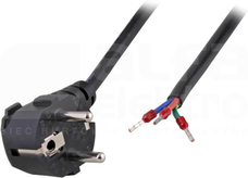 CEE7/7-brak czarny 3m Kabel zasilający