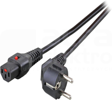 CEE7/7-C13 czarny 1m Kabel zasilający z blokadą