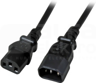 C14 180st.-C13 180st.230V czarny 0,5m Przedłużacz