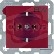S.1/B.1/B.3/B.7 GLAS SCHUKO czerwony Gniazdo sieciowe z nadr.EDV