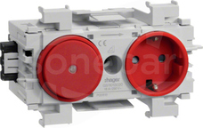 GS11013020 czerwony Gniazdo SCHUKO+łącznik front
