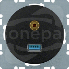 R.1/R.3 czarny połysk Gniazdo USB/3,5mm Audio