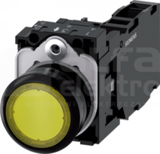 SIRIUS ACT 22mm 1NO+1NC z samop.żółty Przycisk płaski podśw+bl.LED tworzywo