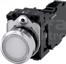 SIRIUS ACT 22mm 1NO+1NC z samop.biały Przycisk płaski podśw+bl.LED metal