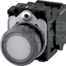 SIRIUS ACT 22mm 1NO z samop.przezr. Przycisk płaski podśw+bl.LED tworz/metal