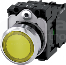 SIRIUS ACT 22mm 1NO z samop.żółty Przycisk płaski podśw+bl.LED metal