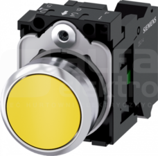 SIRIUS ACT 22mm 1NO z samop.żółty Przycisk płaski metal