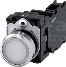 SIRIUS ACT 22mm 1NO+1NC z samop.biały Przycisk płaski podśw+bl.LED metal