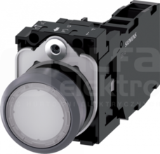 SIRIUS ACT 22mm 1NO+1NC z samop.biały Przycisk płaski podśw+bl.LED tworz/metal
