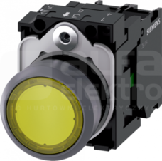 SIRIUS ACT 22mm 1NO z samop.żółty Przycisk płaski podśw+bl.LED tworz/metal