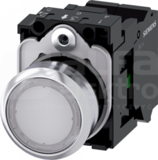 SIRIUS ACT 22mm 1NO z samop.biały Przycisk płaski podśw+bl.LED metal