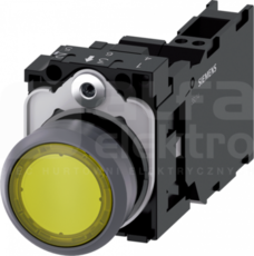SIRIUS ACT 22mm 1NO+1NC z samop.żółty Przycisk płaski podśw+bl.LED tworz/metal
