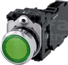 SIRIUS ACT 22mm 1NO+1NC z samop.zielony Przycisk płaski podśw+bl.LED metal