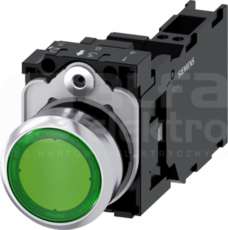 SIRIUS ACT 22mm 1NO+1NC z samop.zielony Przycisk płaski podśw+bl.LED metal