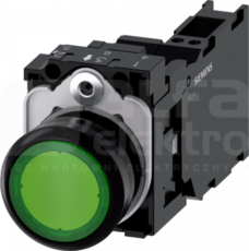 SIRIUS ACT 22mm 1NO+1NC z samop.zielony Przycisk płaski podśw+bl.LED tworzywo