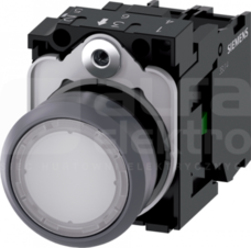SIRIUS ACT 22mm 1NO z samop.biały Przycisk płaski podśw+bl.LED tworz/metal