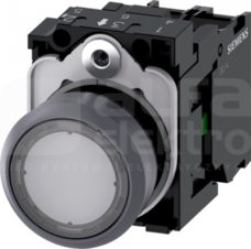 SIRIUS ACT 22mm 1NO z samop.przezr. Przycisk płaski podśw+bl.LED tworz/metal