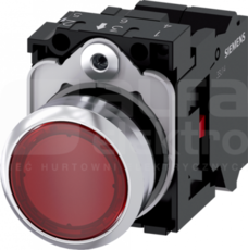 SIRIUS ACT 22mm 1NC z samop.czerwony Przycisk płaski podśw+bl.LED metal