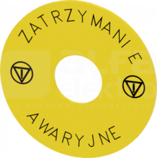 SIRIUS ACT żółty ZATRZ.AWARYJNE Etykieta podkładkowa 75mm