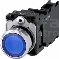 SIRIUS ACT 22mm 1NO+1NC z samop.nieb. Przycisk płaski podśw+bl.LED metal