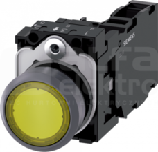 SIRIUS ACT 22mm 1NO+1NC z samop.żółty Przycisk płaski podśw+bl.LED tworz/metal