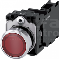 SIRIUS ACT 22mm 1NO+1NC z samop.czerwony Przycisk płaski podśw+bl.LED metal