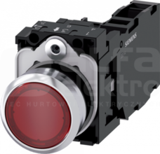 SIRIUS ACT 22mm 1NO+1NC z samop.czerwony Przycisk płaski podśw+bl.LED metal