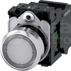 SIRIUS ACT 22mm 1NO z samop.przezr. Przycisk płaski podśw+bl.LED metal