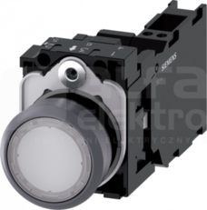 SIRIUS ACT 22mm 1NO+1NC z samop.biały Przycisk płaski podśw+bl.LED tworz/metal