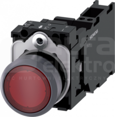 SIRIUS ACT 22mm 1NO+1NC z samop.czerwony Przycisk płaski podśw+bl.LED tworz/metal