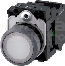SIRIUS ACT 22mm 1NO z samop.biały Przycisk płaski podśw+bl.LED tworz/metal