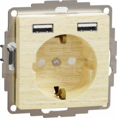 SEDNA ELEMENTS SCHUKO z USB A+A 2,4A brzoza Gniazdo sieciowe