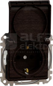 SEDNA ELEMENTS SCHUKO IP44 wenge Gniazdo sieciowe z przesłonami