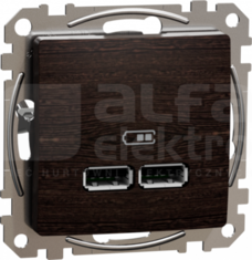 SEDNA ELEMENTS USB A+A 2,1A wenge Gniazdo ładowania