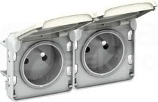 PLEXO55 2x2P+Z IP55 biały Mechanizm gniazda pionowy