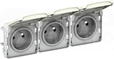 PLEXO55 3x2P+Z IP55 biały Mechanizm gniazda poziomy