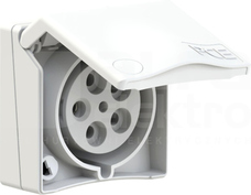 DESIGN 32A 5P 230V IP44 biały Gniazdo tablicowe nikiel