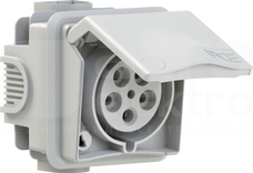 DESIGN 32A 5P 400V IP44 biały Gniazdo podtynkowe