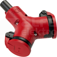 2xSCHUKO czerwony Pp45 Rozgałęźnik z zabezpieczeniem