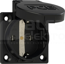 16A SCHUKO 250V 50x50 IP54 czarny Gniazdo tablicowe
