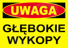 BTO-9 250x350 "GŁĘBOKIE WYKOPY" Tablica budowlana ostrzegawcza
