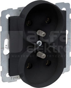 SUNO 2x2P+Z 16A czarny Gniazdo