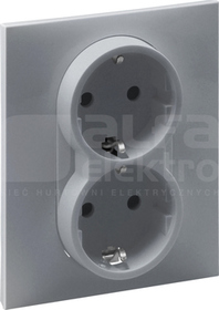 SUNO 2x2P+Z aluminium Gniazdo SCHUKO z przesłoną