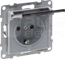 SUNO 2P+Z 16A IP21 aluminium Gniazdo SCHUKO z przesłoną