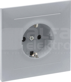 SUNO 2P+Z 16A aluminium Gniazdo SCHUKO z przesłoną