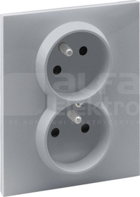 SUNO 2P+Z 16A aluminium Gniazdo (czeskie) z przesłoną