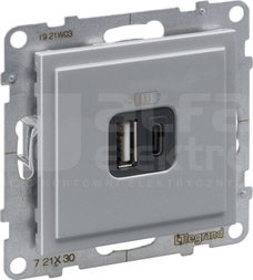SUNO 2xUSB A+C aluminium Gniazdo USB