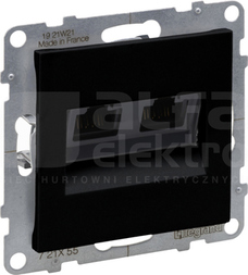 SUNO   2XRJ45 kat.6A UTP czarny Gniazdo komputerowe