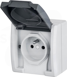 AQUANT GNT-2P+Z szary IP55 Gniazdo sieciowe natynkowe z klapką