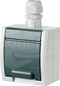 AQUANT GNT-2P+Z szary IP65 Gniazdo sieciowe natynkowe z klapką